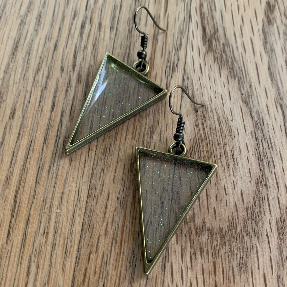 Handcrafted metal and resin earrings